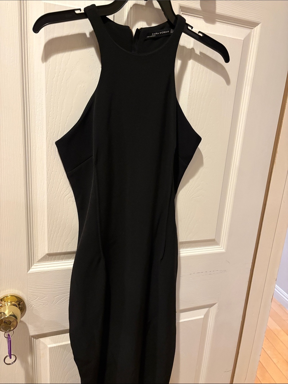 Zara Black High-Neck Midi Dress